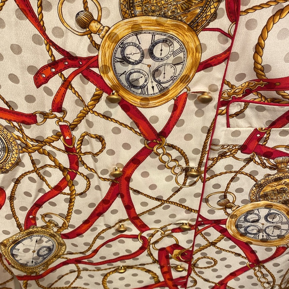 Francesca of Damon Vintage 80s Swiss Dots Equestrian Silk Print top - Picture 10 of 12